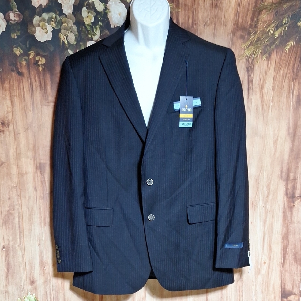Stafford Navy Twill Wool Blend Mens Suit Jacket